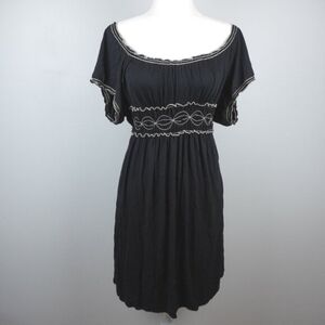 Max Studio‎ Black with White Trim Off Shoulder Dress Size Small
